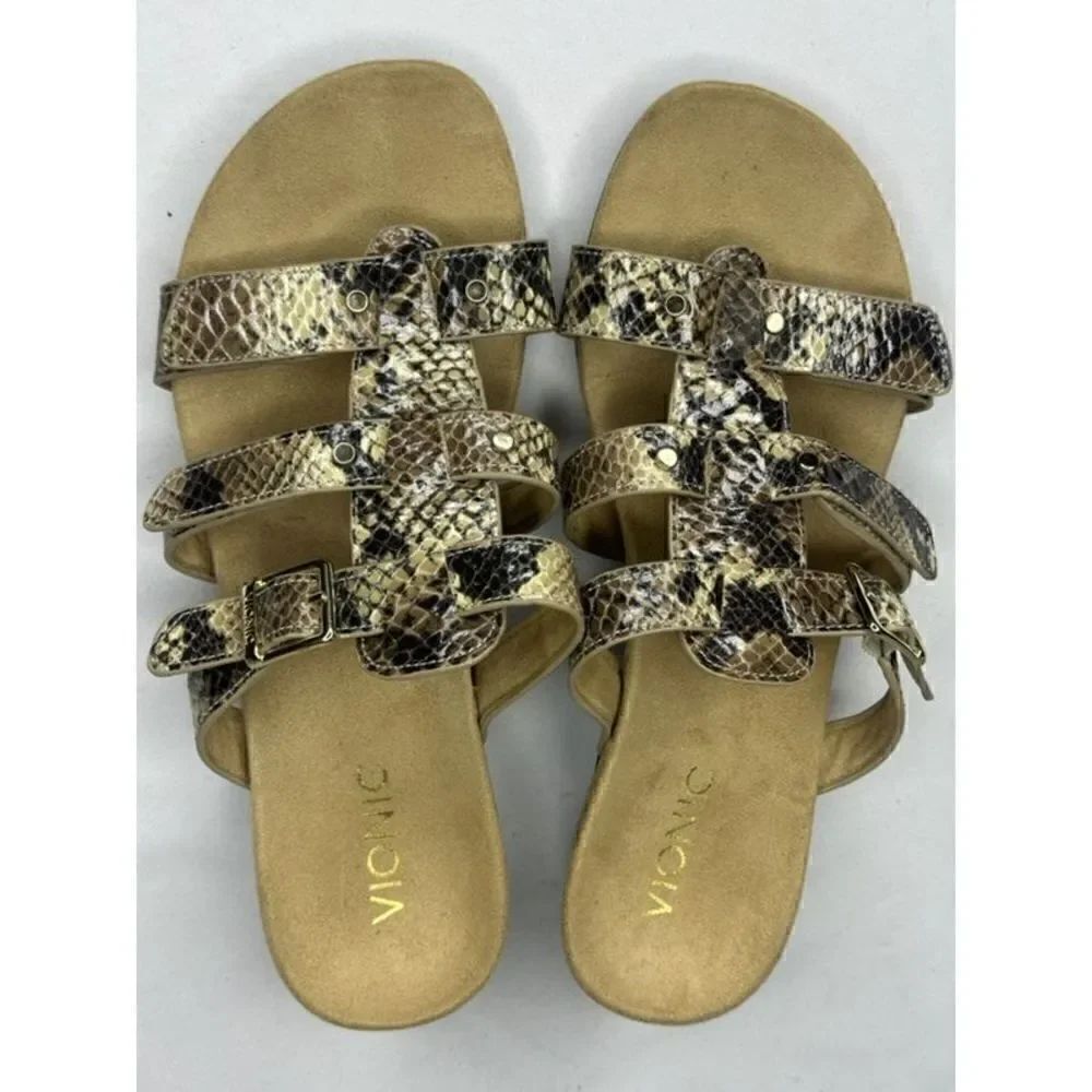 VIONIC NEW Radia Snakeskin Wedge Sandals Slides Size 8